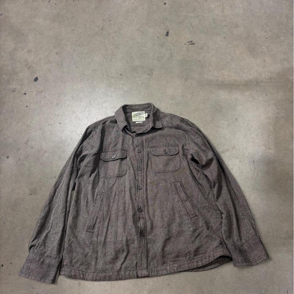 Grayers Outdoor Garments Mens XL Brown Flannel Shacket Heavy Cotton Shirt Jacket